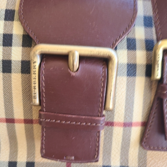 BURBERRY Haymarket Check Buckle Satchel Chocolate - Picture 5 of 16